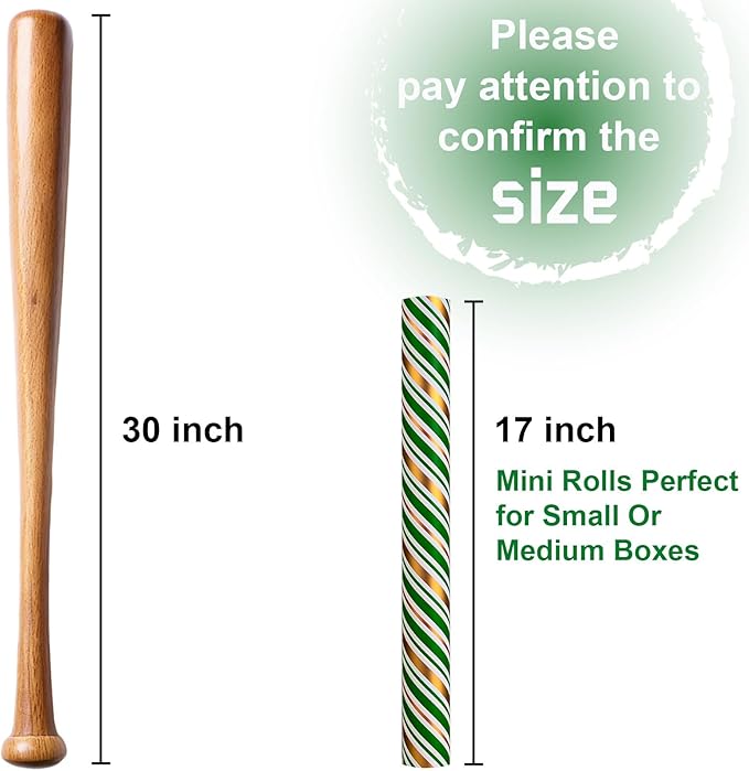 MAYPLUSS Christmas Diagonal Stripe Gift Wrapping Paper - 17 Inch X 33 Feet - Classic Green and Luxury Gold Foil Crafty Stripe Gift Wrap for Holiday Wedding, Birthday Party Showers and Scrapbooking