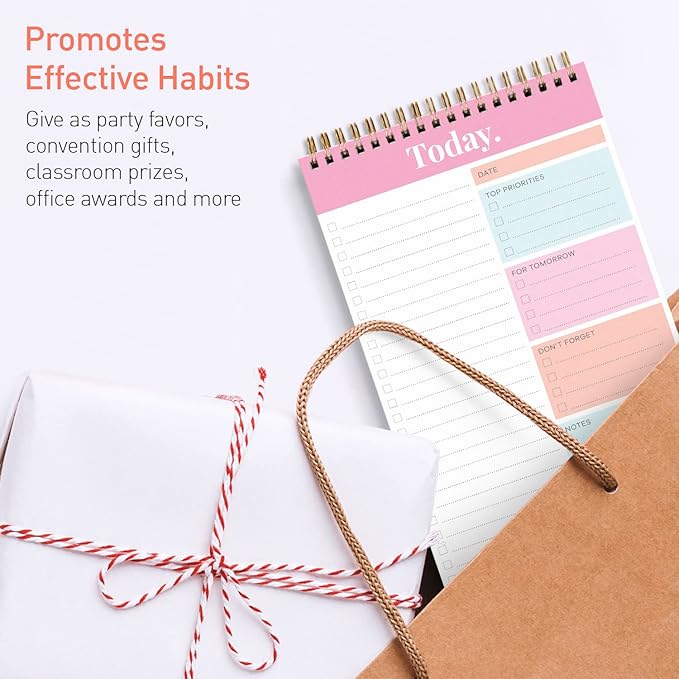 Sweetzer & Orange Daily & Weekly To Do List Notepad – Undated Work Planner & Organizer with Wish List Section, 52-Sheet Coiled Task Pad for Productivity – PINK To Do List Notebook for Work