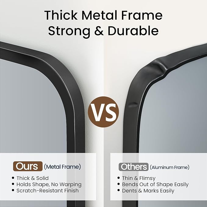 24x36 Inch Matte Black Bathroom Vanity Mirrors | Flush Mount Deep Set Metal Wall Mirror for Over Sink | HD Shatterproof Glass, Rustproof | 1 Pack