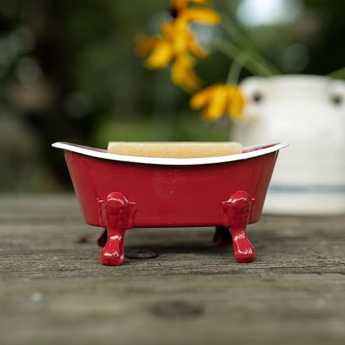 Foreside Home and Garden Red Enamel Bathtub Soap Dish Planter Metal by Foreside Home & Garden