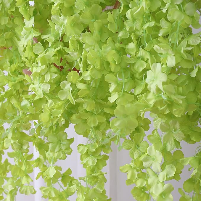 Duovlo 12 Piece Artificial Silk Wisteria Vine 3.6 Feet Hanging Flower Garland String Home Party Wedding Decor (Green)