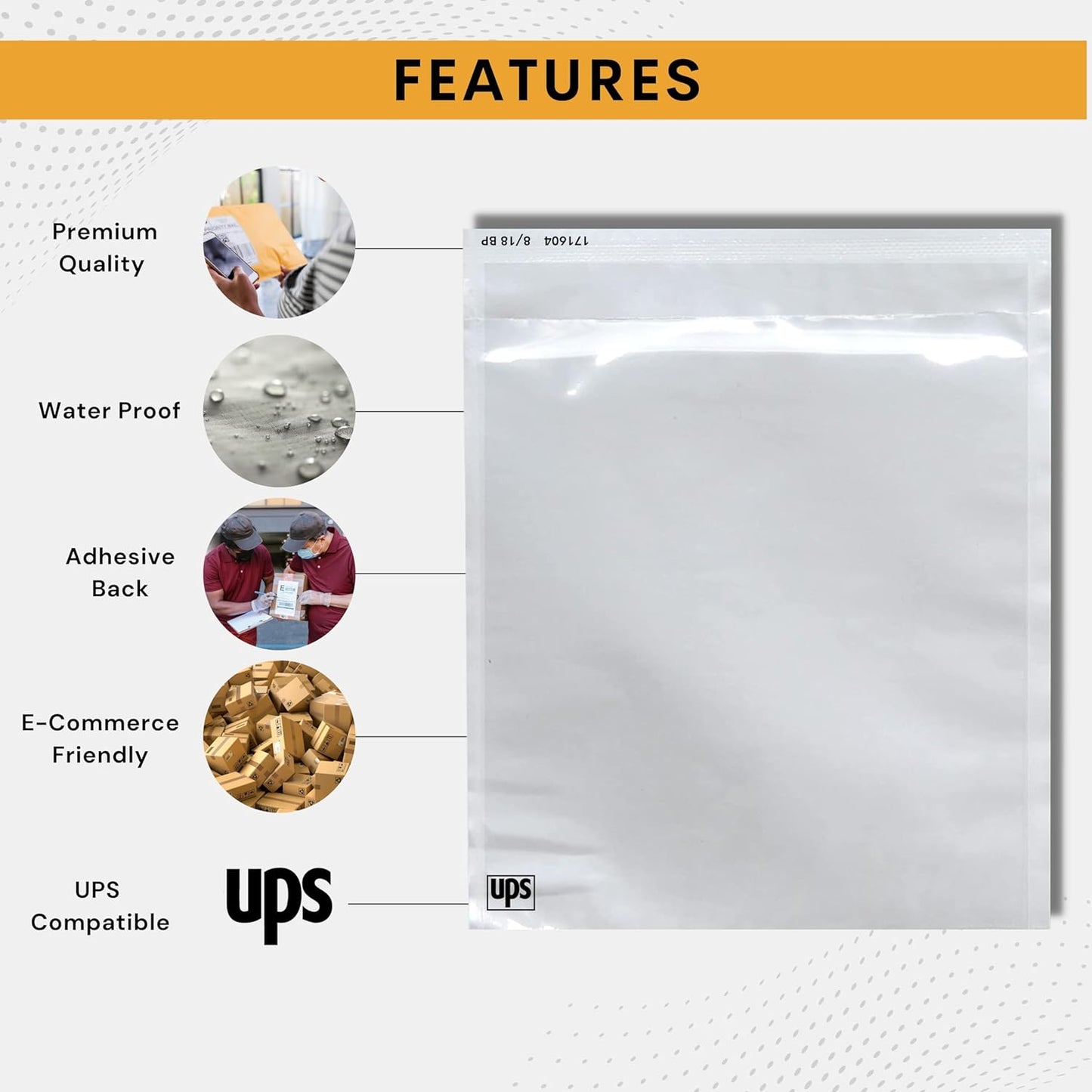 UPS 250 Pack Shipping Label Sleeves - Clear Self-Adhesive Waterproof Pouches for Packing Slips & Invoices
