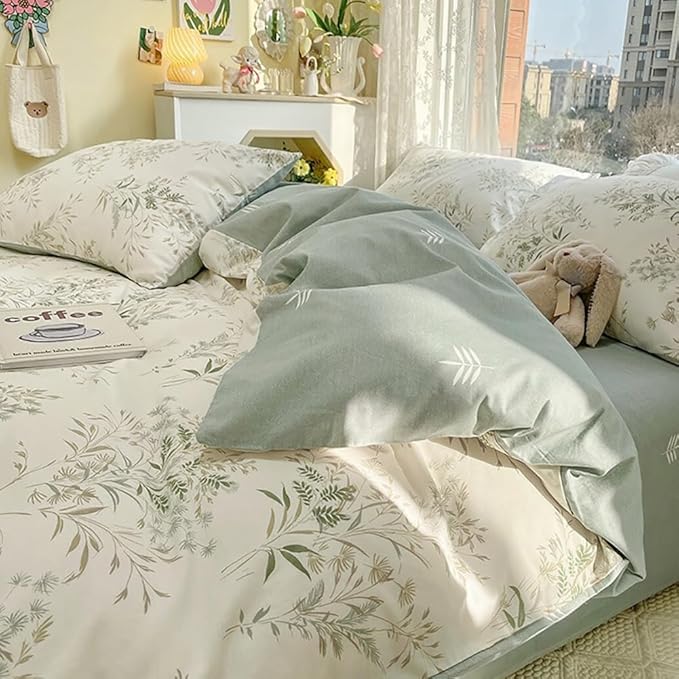 LifeTB Vintage Floral Comforter Set Queen, 3 Pieces Aesthetic Floral Bedding Comforter Set, Reversible Botanical Flowers Comforter with 2 Pillowcases, Breathable Fluffy Soft Cottagecore Bedding Set