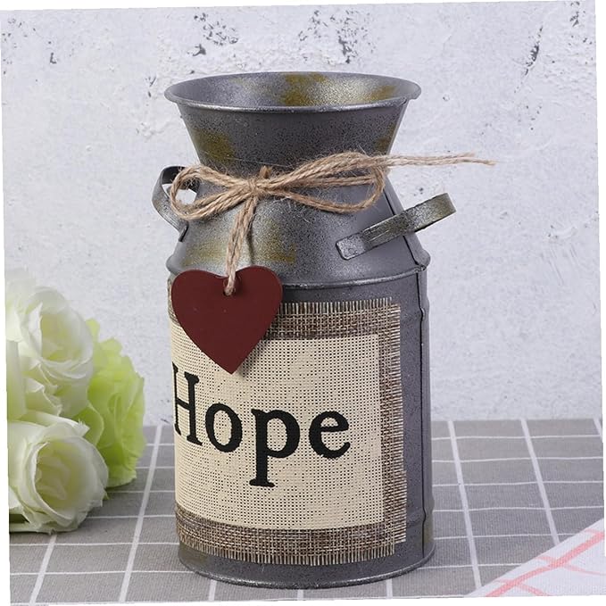 2pcs Vintage Style Flower Bucket Retro Iron Flower Container Decorative Empty Pot for Home Office Wedding Boho Style Decor