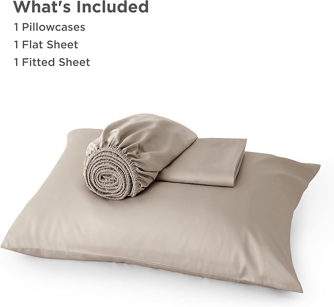 Bedsure Cooling Sheets Twin XL, Rayon Derived from Bamboo, Breathable & Soft Twin XL Sheet Sets, Deep Pocket Up to 16 Inches, Hotel Luxury Silky Dorm Bedding for Hot Sleepers, Simply Taupe