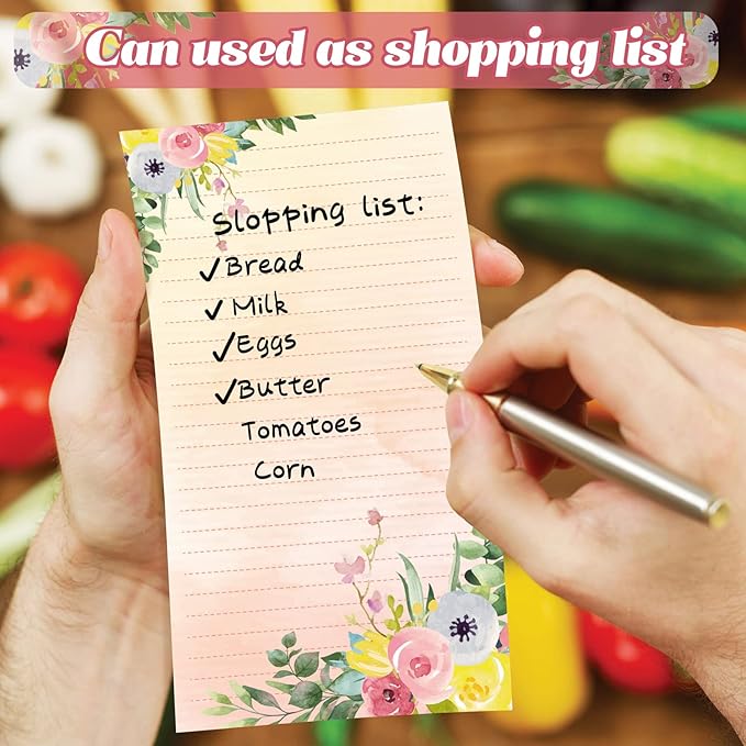 Perthlin 2 Pack 500 Sheets Floral Sticky Notes Cute Flower Note Pads Decorative Memo Pads to Do List Notepad 4.5 x 8 Inch Shopping Grocery List Notepads for Weekly Plan Home Office Supplies
