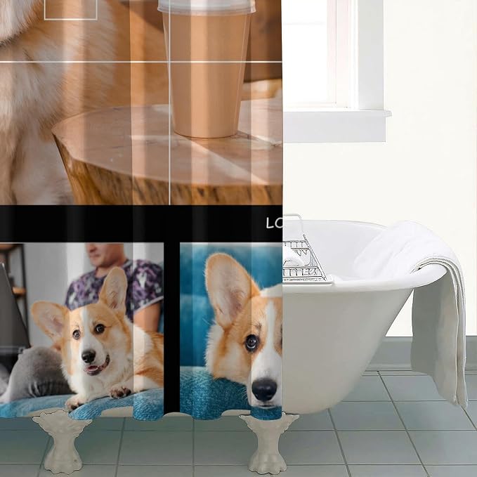 Personalized Shower Curtain Set Custom Photo Shower Curtains Modern Minimalist Home Bathroom Curtain Decor with 12 Hooks 72 Inch Wide * 72 Inch High