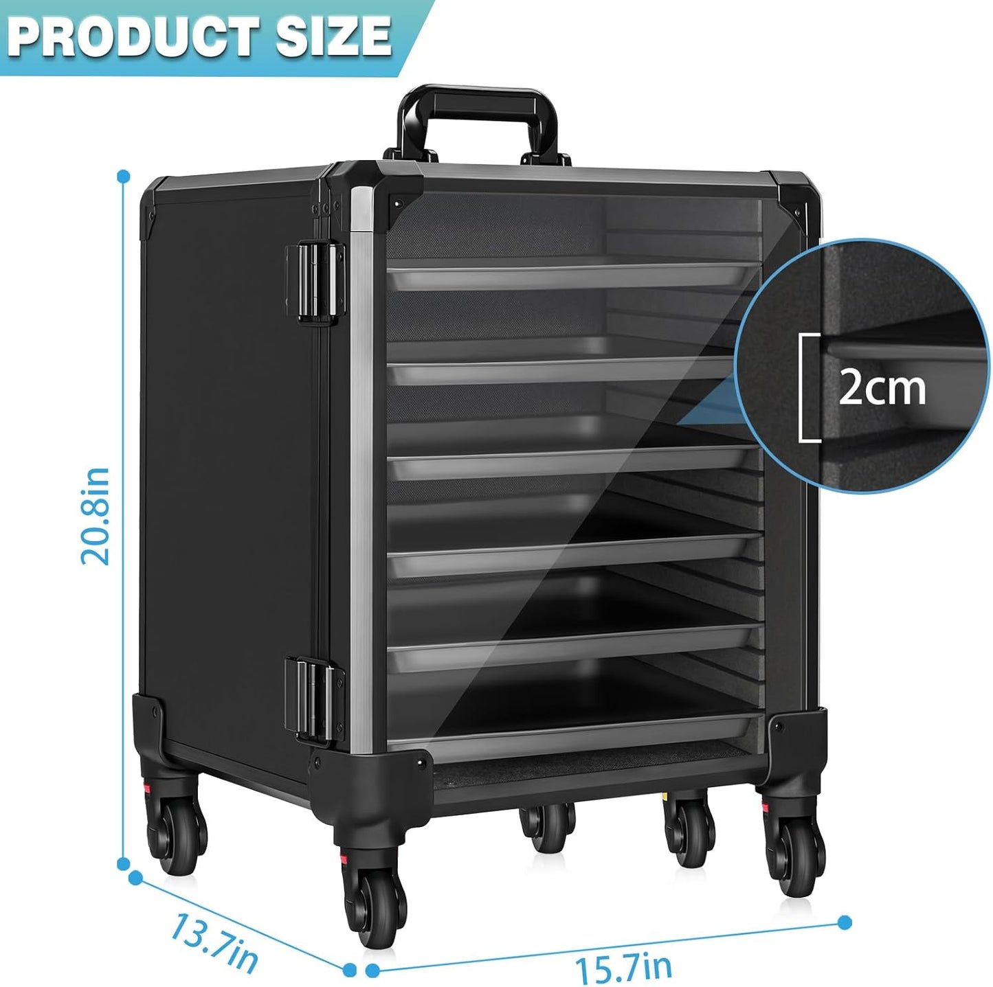 Skiennix Miniatures Storage Case - Aluminum Alloy Frame with Lock & Trolley | Large Size Display