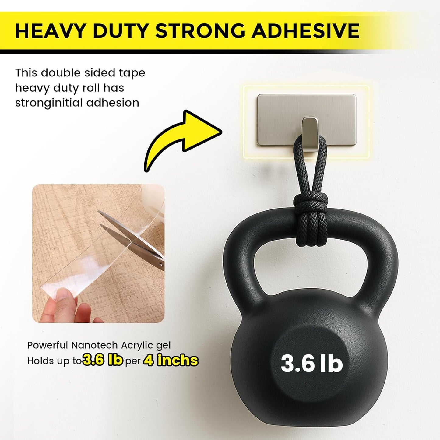 VUBOJO Double Sided Tape - Heavy Duty Removable Nano Adhesive | 3 Rolls, 360" x 1.18" (30FT)