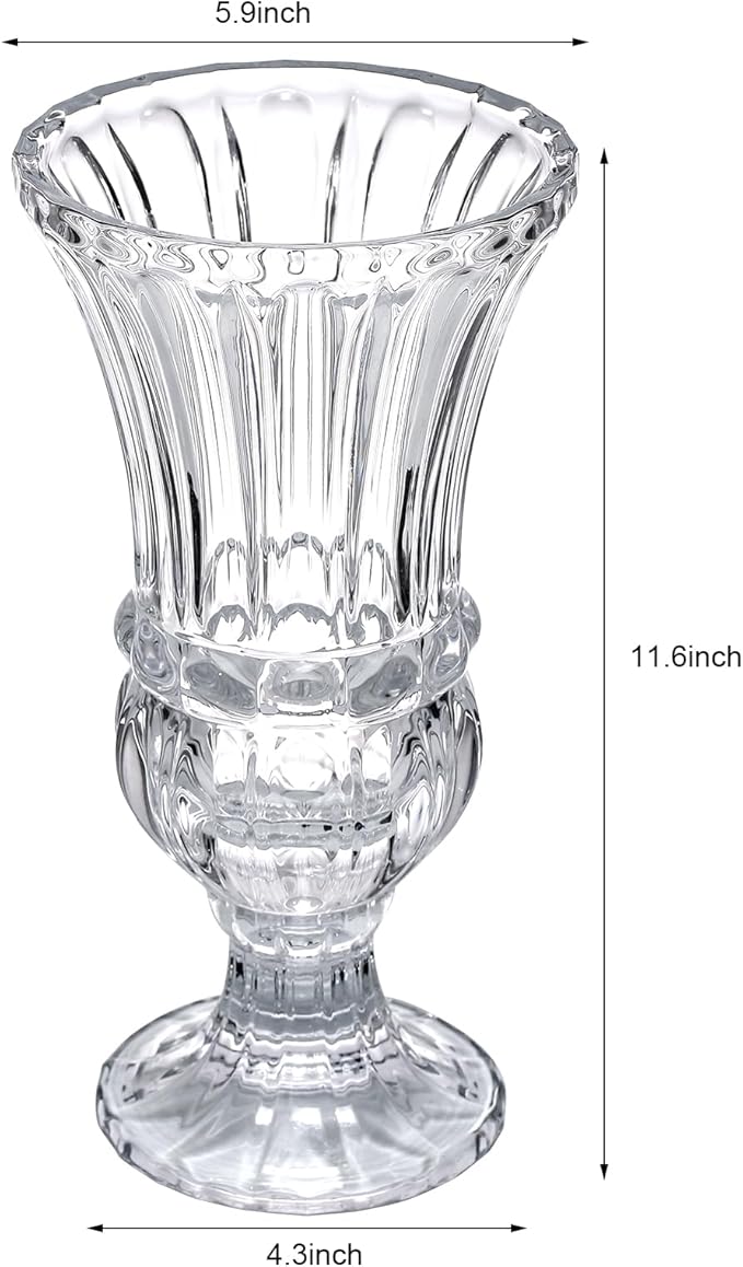 11.6" High Transparent Glass Vase, Art Plant Flower Vase. Decorative for Home Office Wedding Holiday Party Celebrate Centerpiece Decor