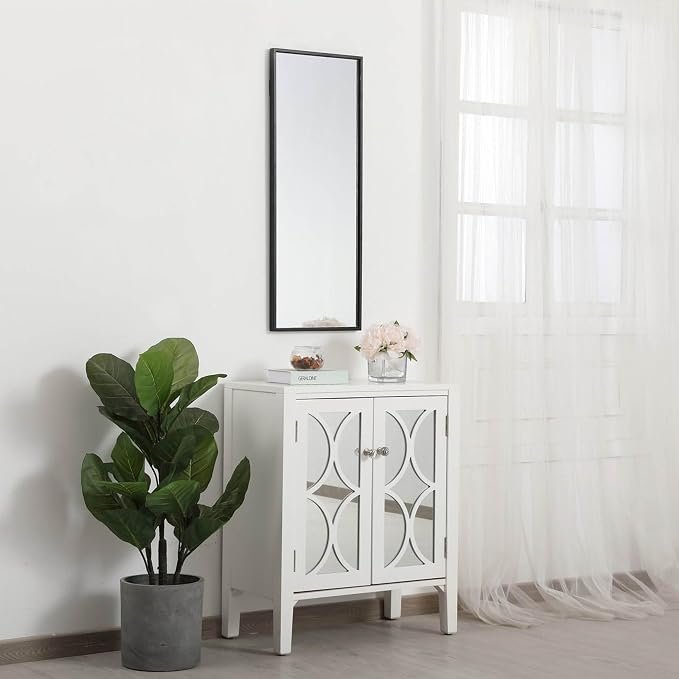 Elegant Decor Monet Home Office Decorative Rectangle Framed Wall Mirror, 14" L x 36" H - Black