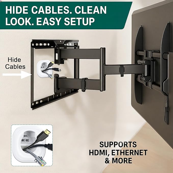 in Wall Cable Management Kit for TV & Soundbar - Cord Hiding for Wall, Hide TV Wires When Mounting, Includes Power & Low Voltage Cable Management, Includes Hole Saw Drill Attachment for Install