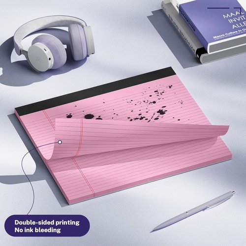 AILZFEI Wide Legal Pads - 3 Pack Pink College Ruled Notepads | 11" x 9.5", 30 Sheets Each, Perforated