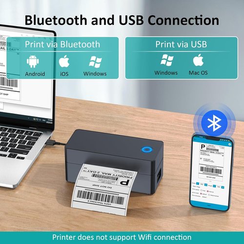 Shipping Label Printer - Skiennix 4x6 Bluetooth Thermal Printer for Small Business | Compatible with iOS, Android, Mac & Windows - Navy Blue
