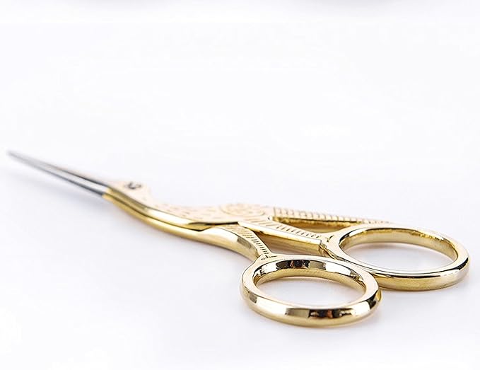 BIHRTC Gold Vintage Plum Blossom Scissors and Classic Crane Design Sewing Scissors for Embroidery, Sewing, Craft, Art Work & Everyday Use