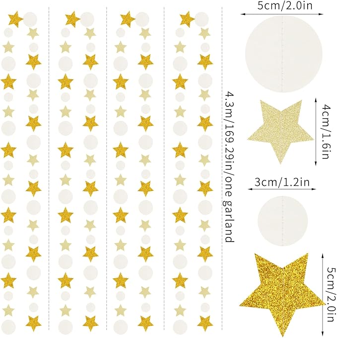 White-Gold Wedding Engagement Party-Decorations Garland - 52Ft Boho Anniversary Brunch Hanging Decoration Streamers Banner, Bachelorette Neutral Baby Bridal Shower Birthday Decor Panduola