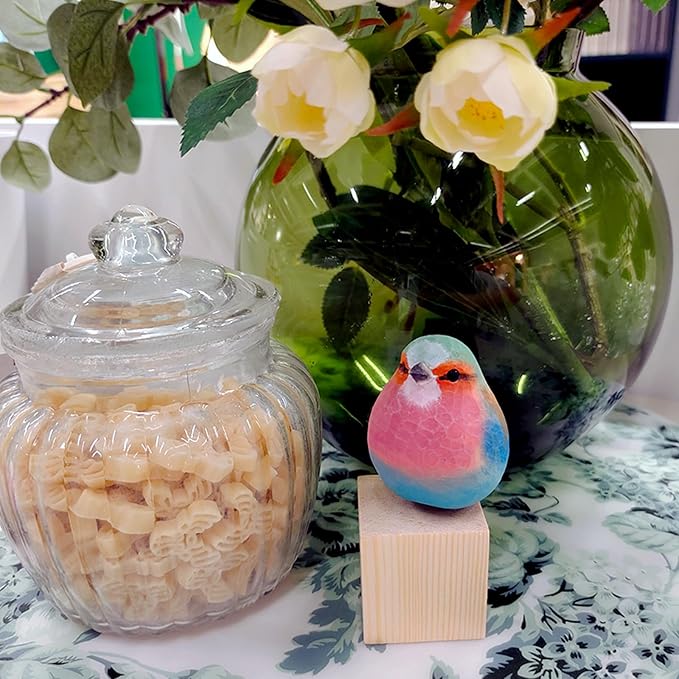 WEAUSUP Hand Carved Wooden Bird Figurine Gift for Family | Hand carved wood bird statue with delicate paint,home shelf decor gift(Lilac-breasted Roller)