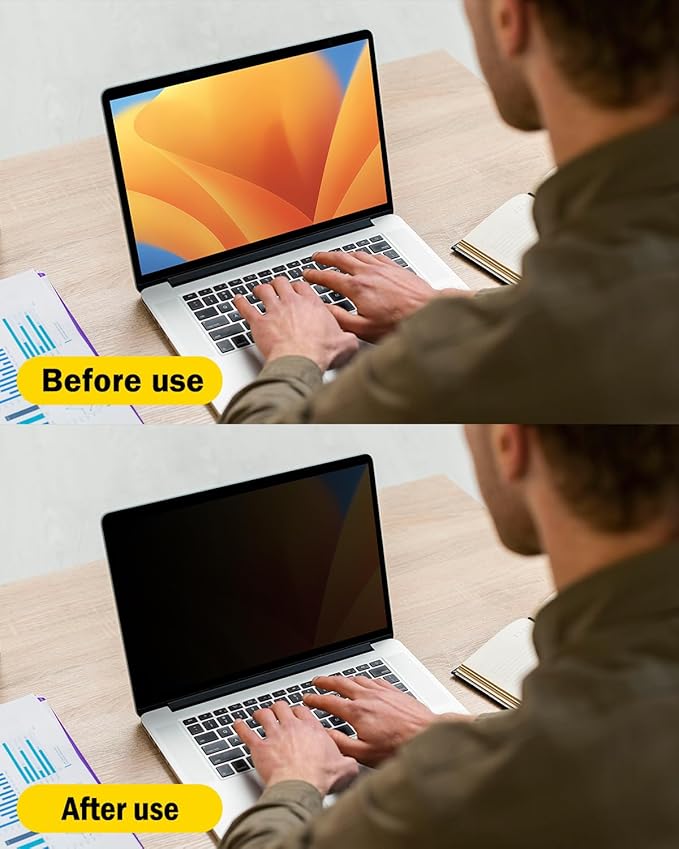 F FORITO 17 Inch 16:10 360°Laptop Privacy Screen Protector, Anti Peeping Anti Glare Laptop Privacy Shield, Reduce Eye Strain & Eye Protection