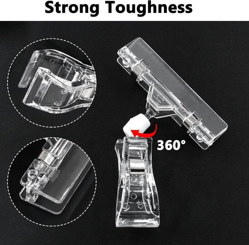 Biaungdo 12 Pcs Rotating Clip Swivel Sign Holder - Clear Double Clip Design for Shelves & Exhibitions