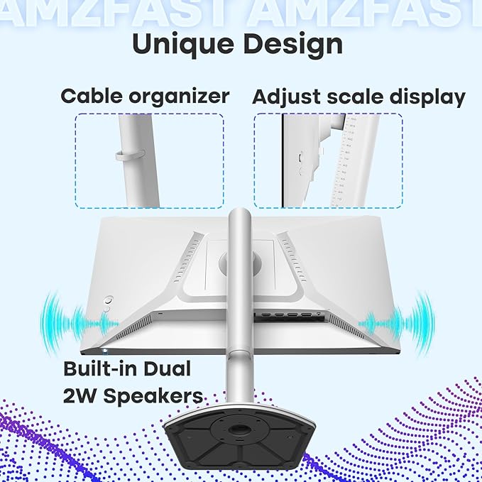 Amzfast 24 Inch Gaming Monitor 180Hz QHD 2k 2560 ×1440p Monitor, 1ms G-SYNC Compatible,Built-in Speakers,96% DCI-P3,HDR10, Height Adjustable, IPS Monitor with HDMI 2.0 x 2 & DP 1.4 x 2, AMZG24F6Q