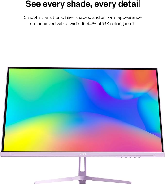 Pixio PX246 Wave Purple 24 inch 120Hz Refresh Rate FHD 1080p Resolution IPS Panel 4ms GTG Response Time Gaming Monitor with Adaptive Sync