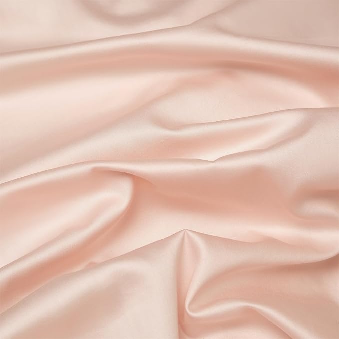 mixinni Luxury Satin Duvet Cover Set with Embroidery Lace, Silky Soft Bedding Set (1 Duvet Cover + 2 Pillowcases), Blush Pink - Elegant Bedroom Comforter Cover, Vintage Royal Style-Twin XL Size