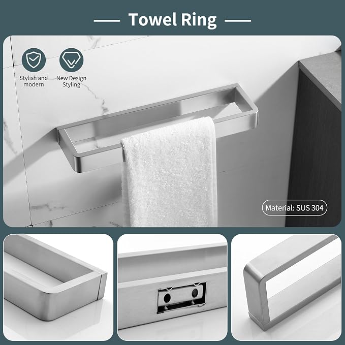YACVCL 4-Piece Bathroom Hardware Set Brushed Nickel Towel Bar Set Premium Stainless Steel Bath Towel Holder Sets Towel Racks Wall Mounted
