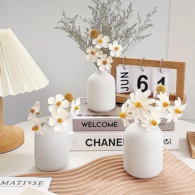 Modern White Small Ceramic Vase Set of 12 for Living Room Bedroom 4.13'' Minimalist Fresh Flower Vases for Home Decor Office Fireplace Centerpieces Nordic Style Gift for Fake Plant 12 Pack
