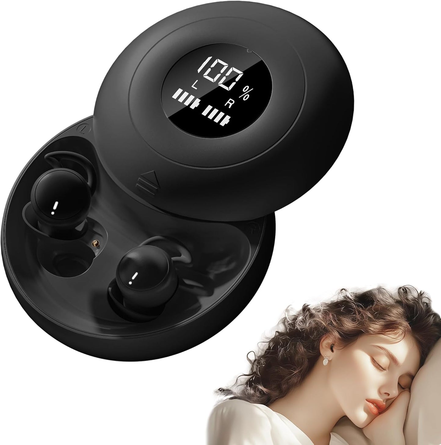 Sunvito Sleep Earbuds - Bluetooth 6.0 Noise-Blocking Headphones for Side Sleepers | Mini Invisible Design (Black)