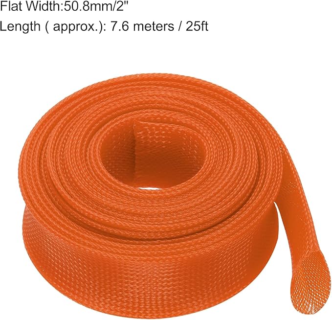 uxcell Expandable Sleeving, 2-inch 25ft Cable Sleeve, Orange