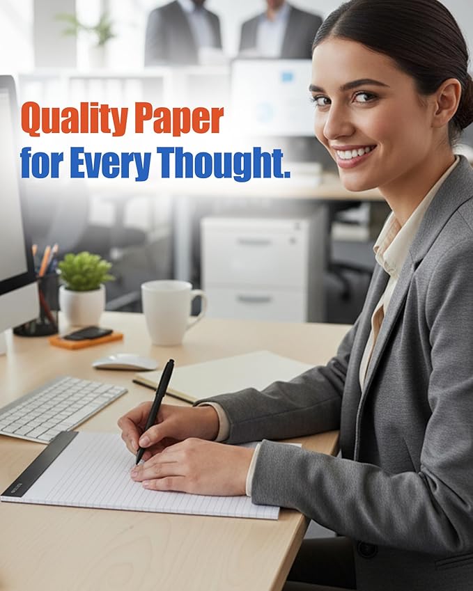 Mintra Office Legal Pads - ((BASIC WHITE 6pk, 8.5in x 11in, WIDE RULED))