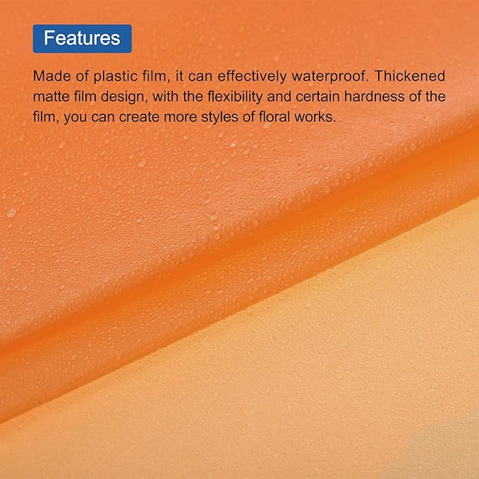 MECCANIXITY Flower Wrapping Fog Paper 22.8x22.8 Inch Waterproof Matte Floral Wrapping Paper for DIY Crafts, Gift/Gift Box Packaging Orange 20 Pcs