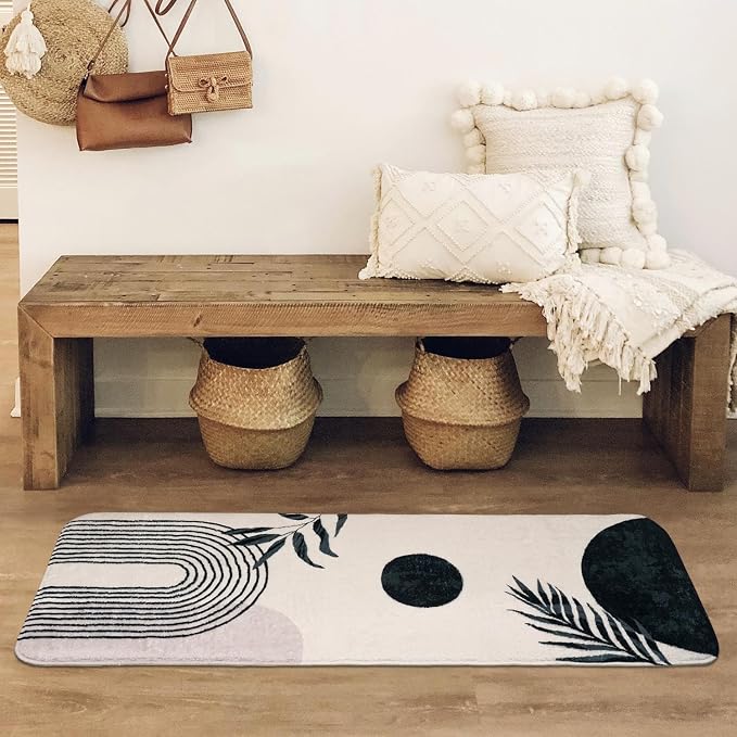 Boho Bathroom Runner Rug Non Slip, Large Long Bathroom Rugs Cute Bath Mat for Bedroom Hallway Kitchen, Soft Plush Washable Shower Rug