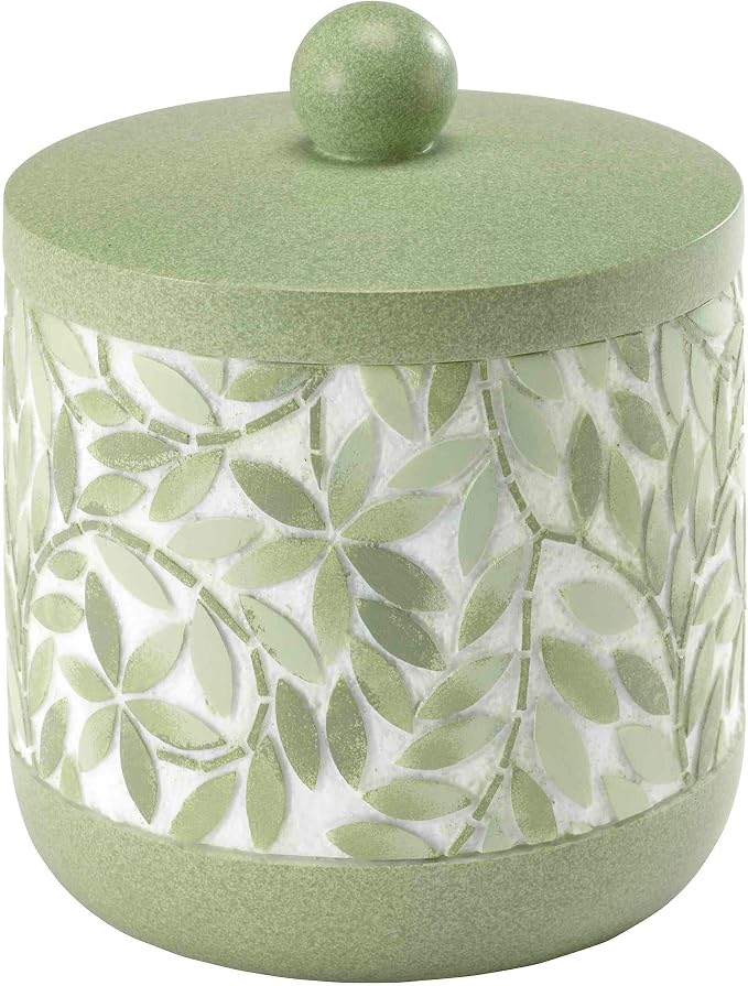 Avanti Linens - Covered Jar, Resin Countertop Accessories, Guest Bathroom Essentials (Stratford Collection, Green)