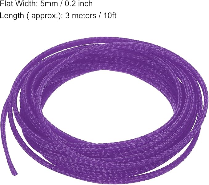 uxcell PET Expandable Sleeving 10ft 1/8" Purple Cable Management Sleeve Cord Organizer for Wrap Protect Cable