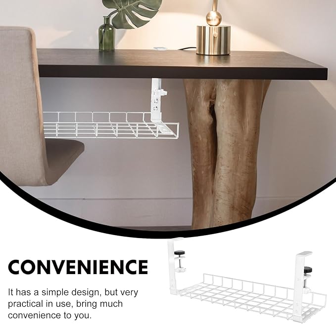 Under Desk Cable Management Tray and Wire Organizer, No-Drill 500Mm Large Capacity Cable Storage Rack for Office Desk Cord Management Holder