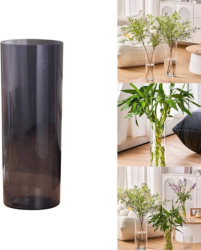 Clear Acrylic Flower Vase, Modern Unbreakable Decorative Cylinder Vase for Wedding Bouquets, Centerpieces, and Home Decor - 12cm Diameter, 40cm Height