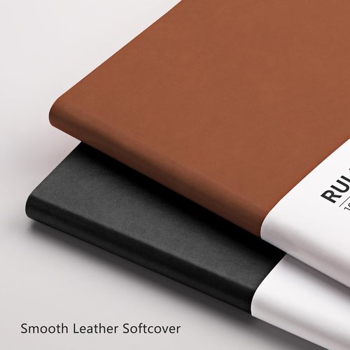 RETTACY Lined Journal Notebook - 2-Pack B5 Medium 7.6" × 10" | Leather Softcover, 204 Numbered Pages, 100 GSM Thick Paper (Black & Brown)