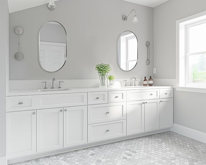ANDY STAR Chrome Bathroom Mirror 24x36, Chrome Mirror Oval, Polished Silver Bathroom Mirror, Oval Mirrors Stainless Steel Frame Deep 1’’ Hang Vertical or Horizontal