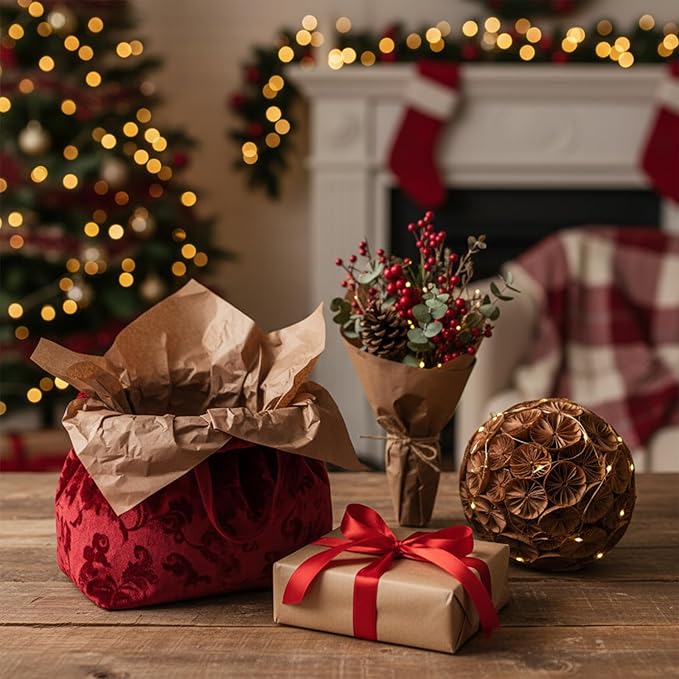 Qilery 500 Sheets Brown Tissue Paper Bulk 15 x 20 Inch Chocolate Brown Wrapping Paper for Gift Bags Acid Free Retro Tissue for Christmas Craft Supplies, Bouquet, Garlands, Forming Pompoms, Party Decor