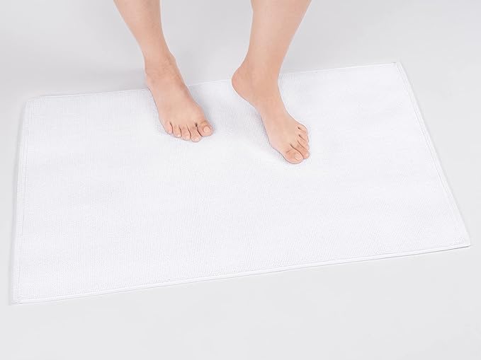 Cotton Paradise 100% Cotton Turkish Bathmat Rug, Soft Absorbent Quick Dry Non Slip, 17x24 Bathmat Rug, Snow White