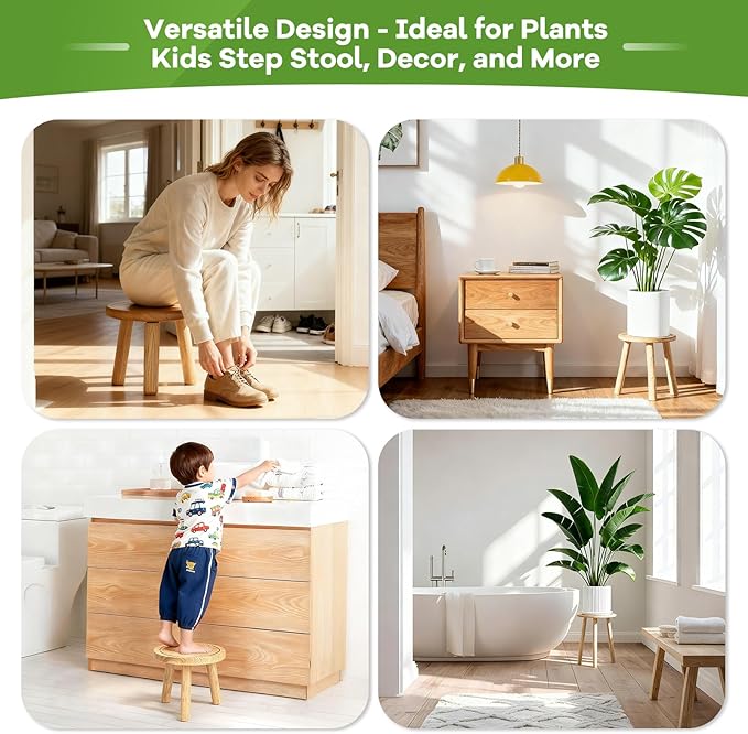 5-Pack Wood Plant Stands Indoor, Single Plant Stand for 6-22 Inch Pots, Mid-Century Modern Plant Stool, Tall Plant Stand for Large Plants Perfect Fit for Living Room, Balcony, Office(Dark Brown)