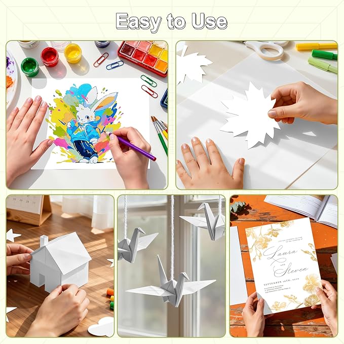 40 Sheets Cardstock 8.5x11, 65lb White Card Stock, Construction Paper, 180gsm Thick Printer Paper for Printing, Painting, Card Making, Kids School Supplies,Party Decorations