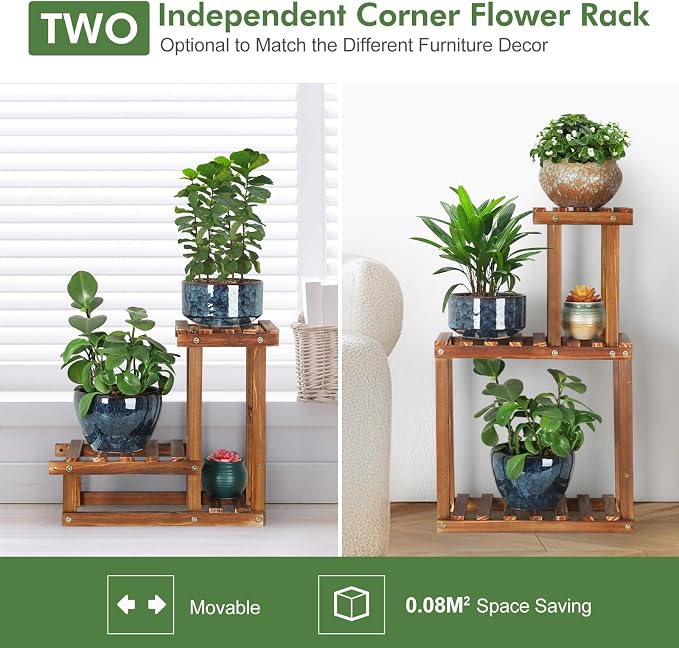 Plant Stand for multiple Plants Stands Indoor Outdoor Flower Pot Stand 5 Tiers Flower Shelf Rack Plants Stands for Patio Balcony Living Room （Upgrade 2 in 1 ）