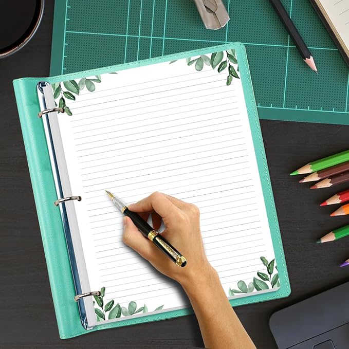 (3-Pack) Letter Size Lined Refill Paper, 3-Hole Punched Ruled Filler Paper, 300Sheets / 600Pages Loose-Leaf Line Paper, 100gsm White Paper, 8.5'' x 11'', Leaf