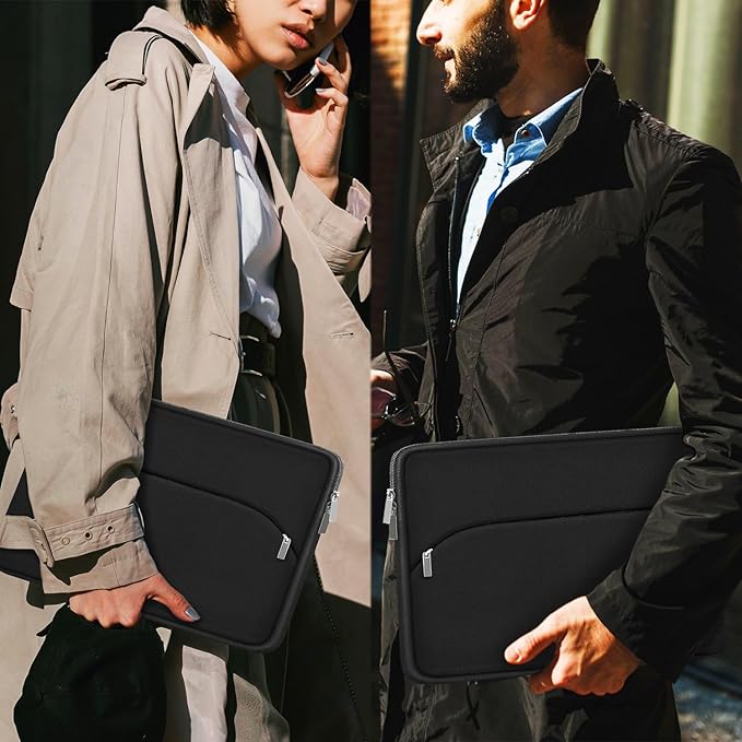 Laptop Sleeve 15 inch, Portable Monitor Protective Cover with Front Pocket, Laptop Case for 2023 MacBook Air 15 inch M2 A2941/Pro A1990 A1707, Computer Bag for HP ASUS Dell Acer Lenovo, Black