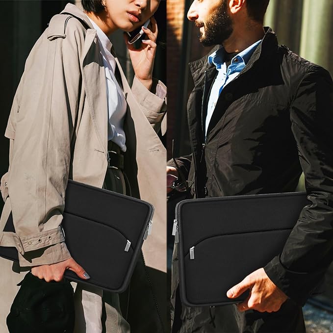 Laptop Case 14 inch, Slim Portable Monitor Protective Cover with Front Pocket, Traveling Computer Carrying Bag Laptop Sleeve Compatible for MacBook Air/Pro, HP, Dell, Lenovo, Acer, Black