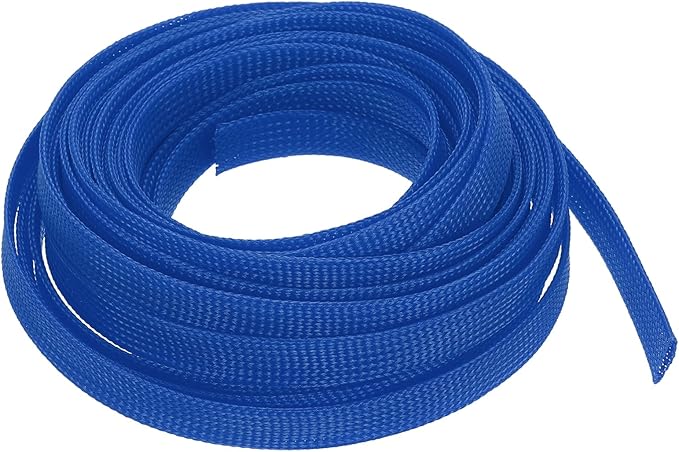 uxcell PET Expandable Sleeving 25ft 1/2" Blue Cable Management Sleeve Cord Organizer for Wrap Protect Cable