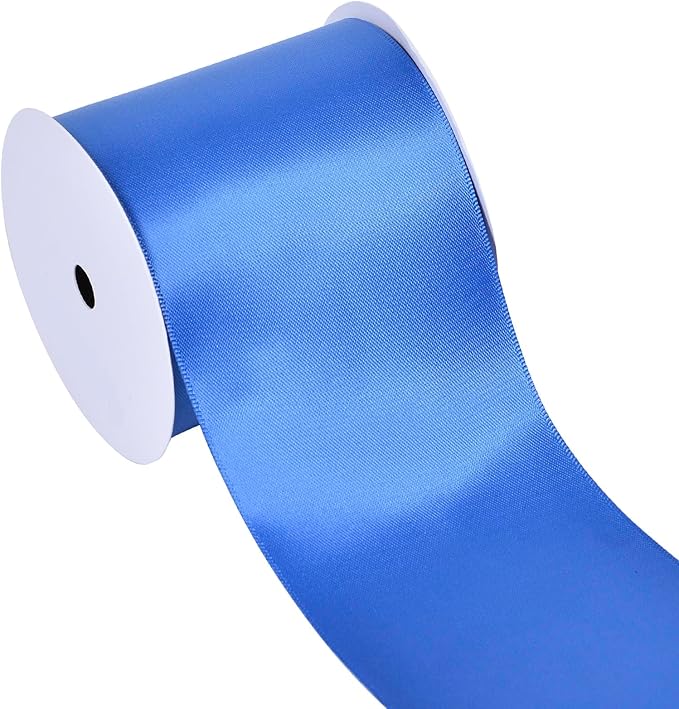 YAMA Royal Blue Double Faced Satin Ribbon 3 Inch 10 Yards, Great for Crafts Bows Flower Bouquet Wedding Home Decor Gift Wrapping
