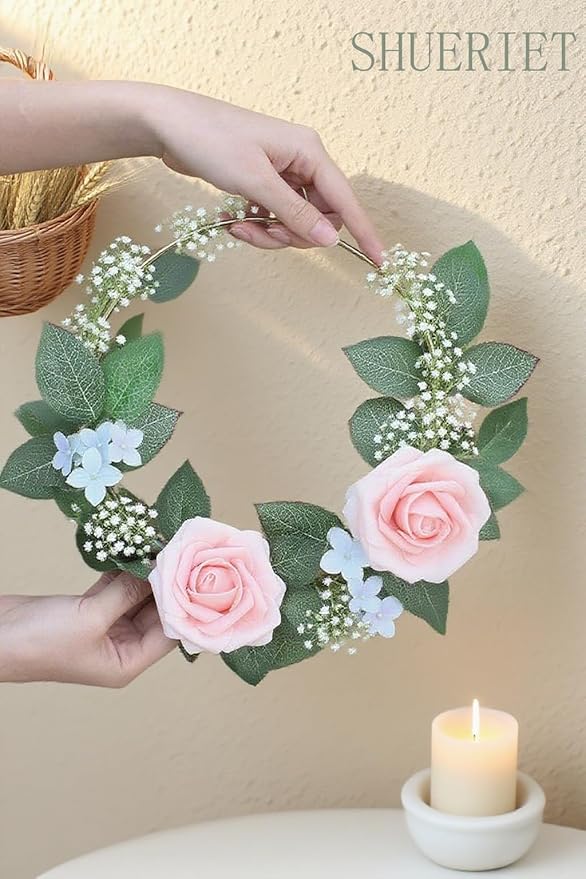 Blush Pink Artificial Roses 25pcs, Real Looking Fake Flowers with Stems for DIY Wedding Centerpieces, Bridal Shower, Party, Valentine's Day Gift, Home Decor